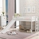 preview thumbnail 2 of 24, Twin Size Low Loft Bed with Ladder and Slide,Cottage Style Wooden Bed