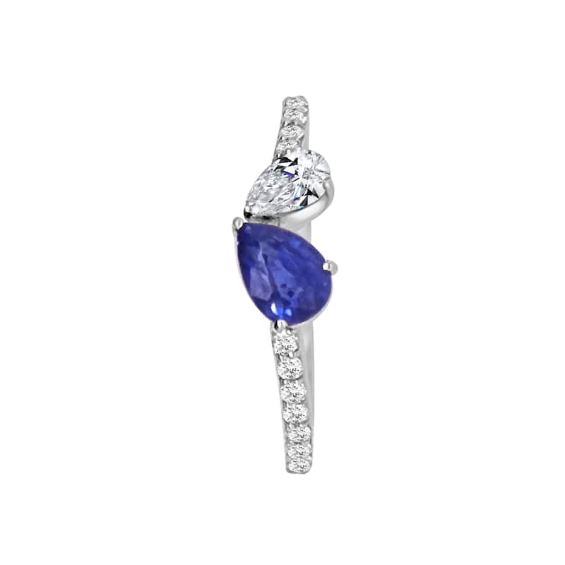 Auriya 14k Gold Lab Grown Sapphire and Diamond Toi et Moi Engagement Ring 0.31 ct. tw. (F-G, VS) - 6 - White