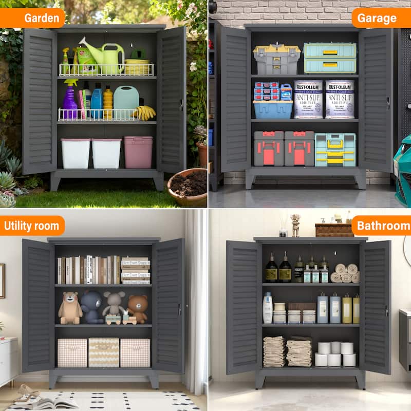 Rossetta 47'' Tall Wall-Mount Metal Tool Cabinet with Versatile Shelving and Pegboard