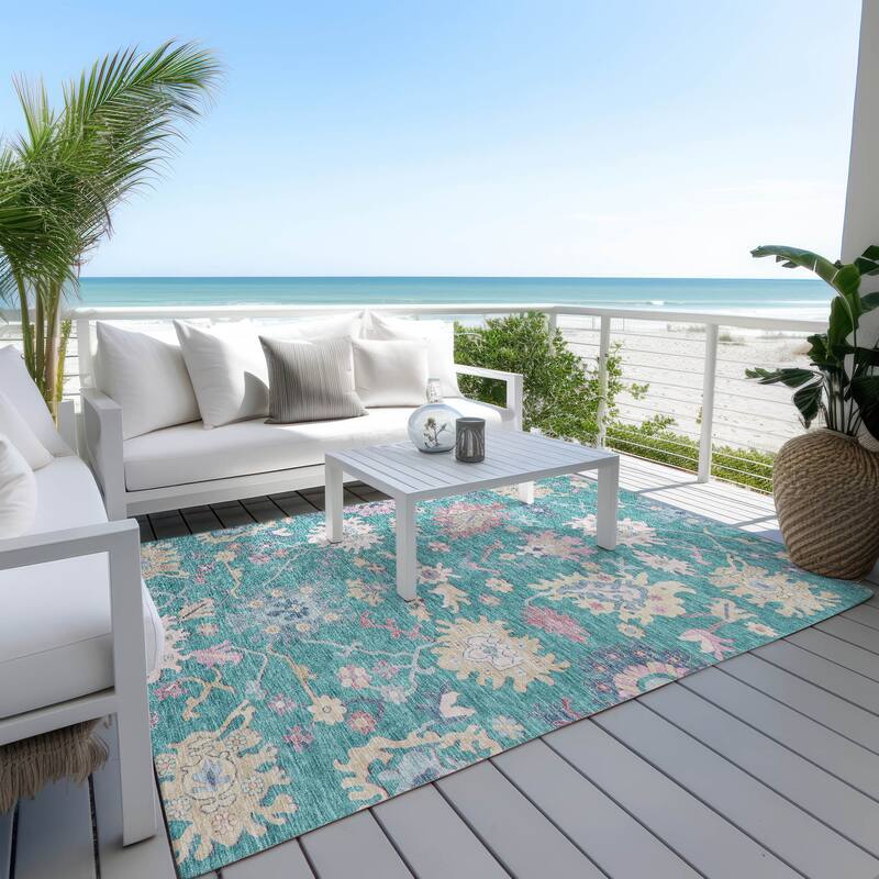 Machine Washable Indoor/ Outdoor Causal Traditional Chantille Rug