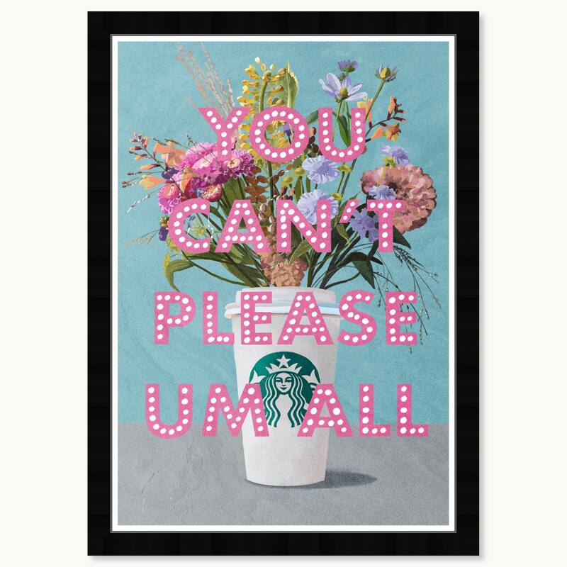 Wynwood Studio Please Um All Framed Trendy Retro Kitchen And Living Room Art Prints - 15 x 21 - Black