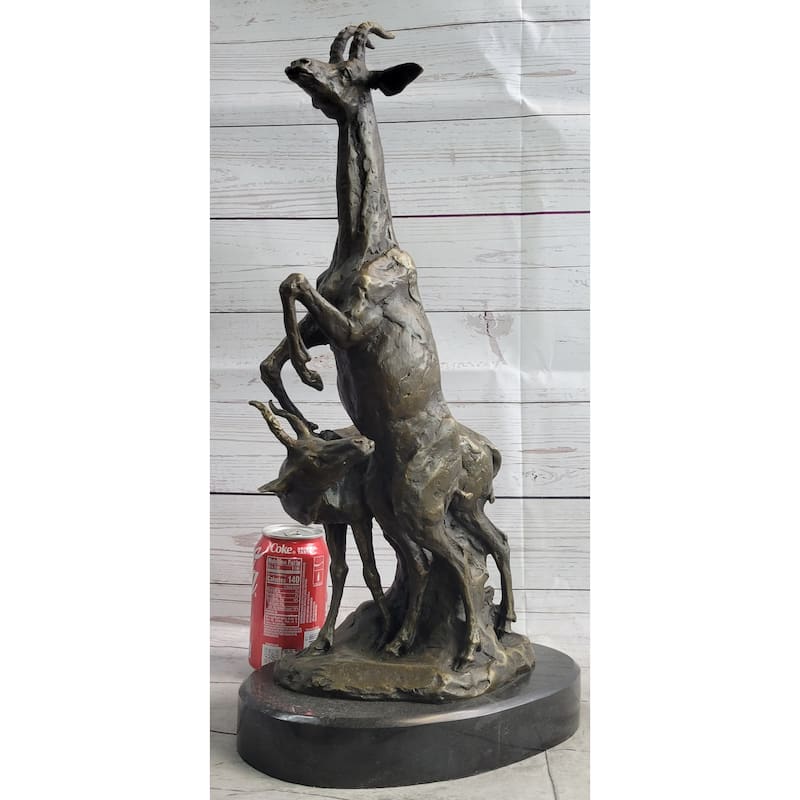 Two Gazelle Antelope Kudu Bronze Wildlife Genuine Bronze Sculpture Figurine