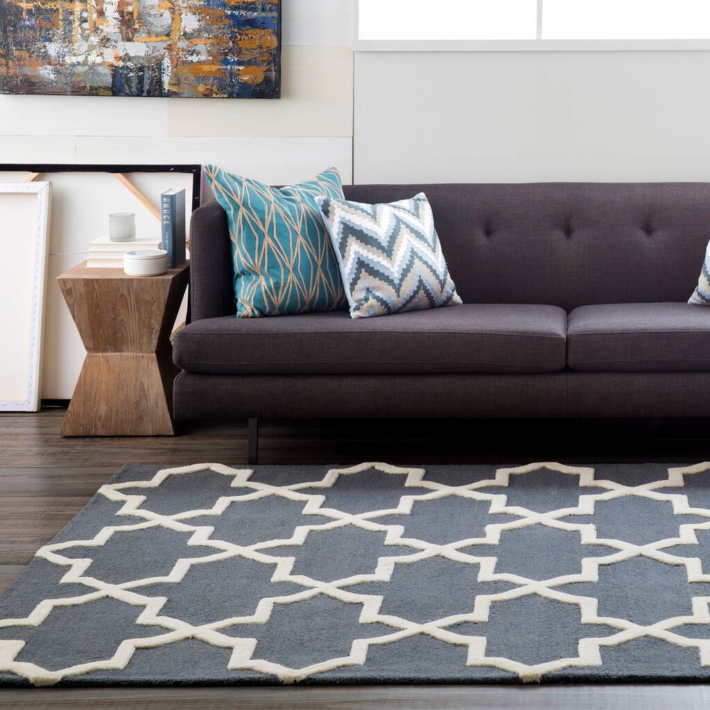 Hand-Tufted Clay Moroccan Tiled Wool Rug