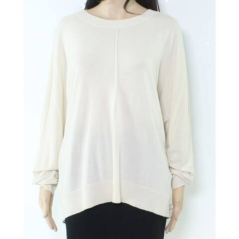 Alfani Womens Sweater Pure Ivory Size XS Rib Knit Pullover Center-Seam