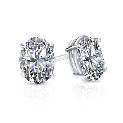 Auriya 1/2ctw Oval-cut Diamond Stud Earrings 14k Gold (I-J, I1-I2)