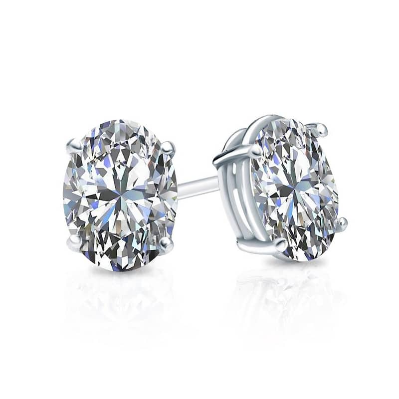Auriya 14k Gold 2ctw Oval Diamond Stud Earrings Certified (G-H, VS1-VS2)