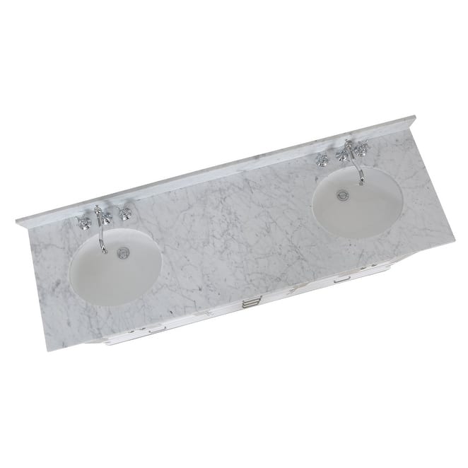 KitchenBathCollection Harper 72" Double Bathroom Vanity with Carrara Marble Top