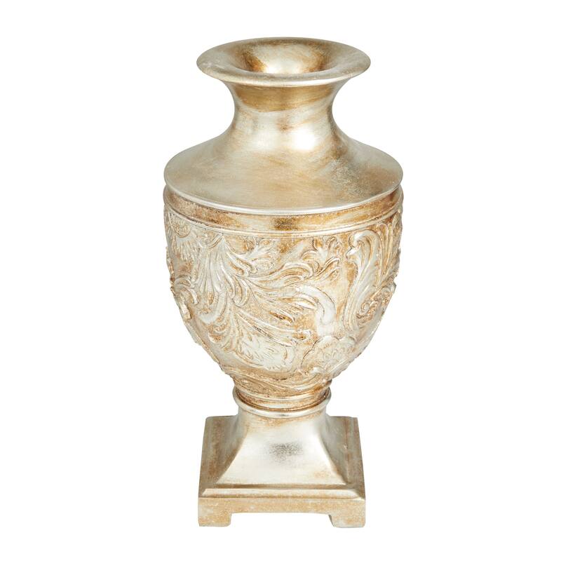 Gold Polystone Carved Decorative Vase