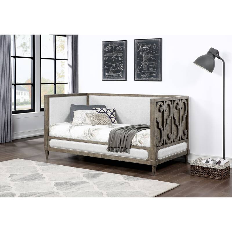 Artesia Tan Fabric & Salvaged Natural Finish Daybed (Twin)