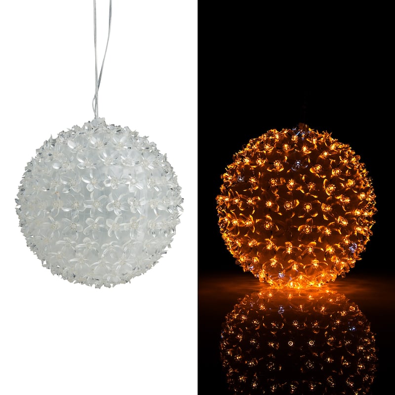 Alpine Corporation 8"H Indoor/Outdoor Christmas Flashing Sphere Hanging Ornament with LED Lights