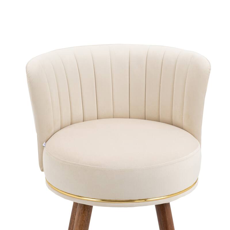 Bar Stools Set of 2, Swivel Barstools with Wood Legs and Footrest, Upholstered Kitchen Stool Island with Backs