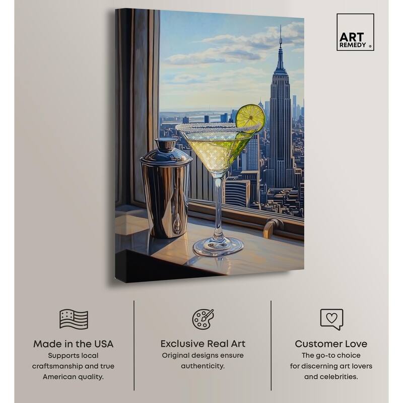 Classy Drink in NYC Canvas by Art Remedy, Gallery Wrapped