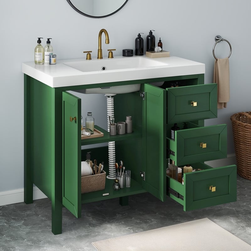Moasis 36"/42" Bathroom Vanity Cabinet Set with Sink Combo and 3 Drawers & Cabient