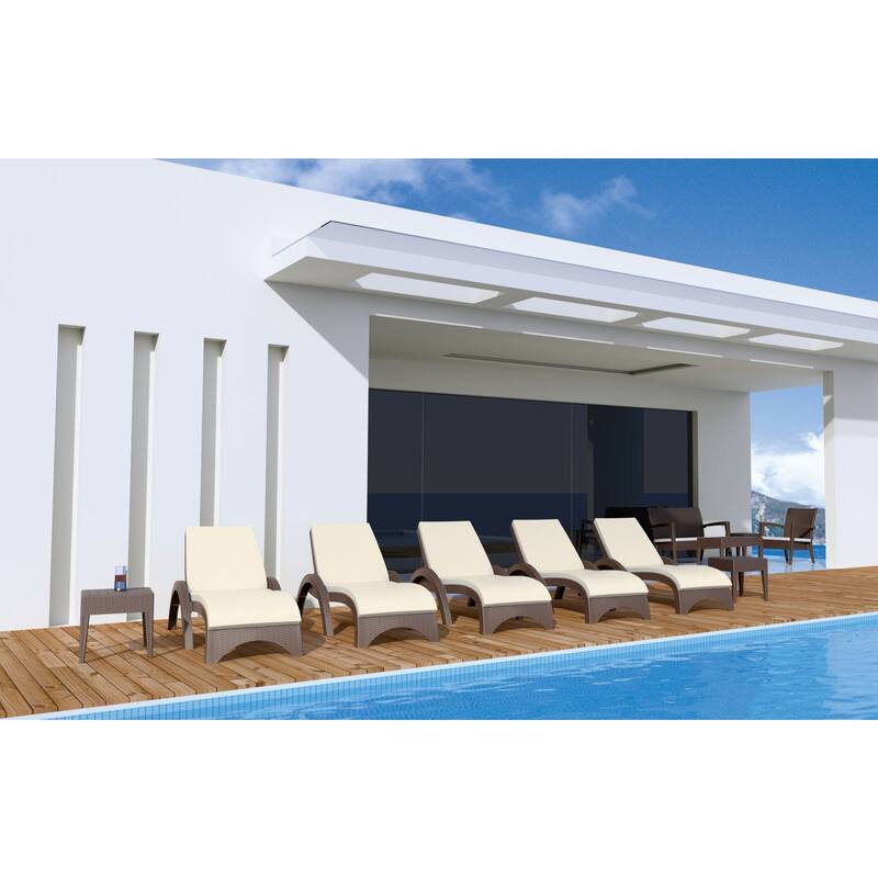 18" Brown Outdoor Patio Wickerlook Square Side Table