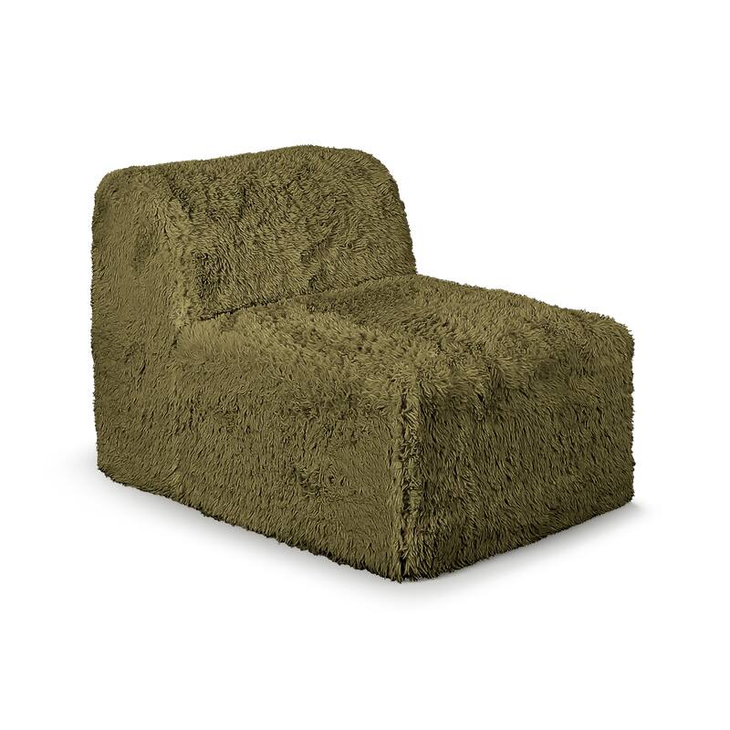 Furniture of America Ylena Modern Faux Fur Foam Modular Compressed Sofa Chair