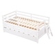 preview thumbnail 9 of 50, Elegant Low Loft Bed Twin Size with Trundle, Full Safety Fence, Climbing ladder and Storage Drawers, Solid & Sturdy, White
