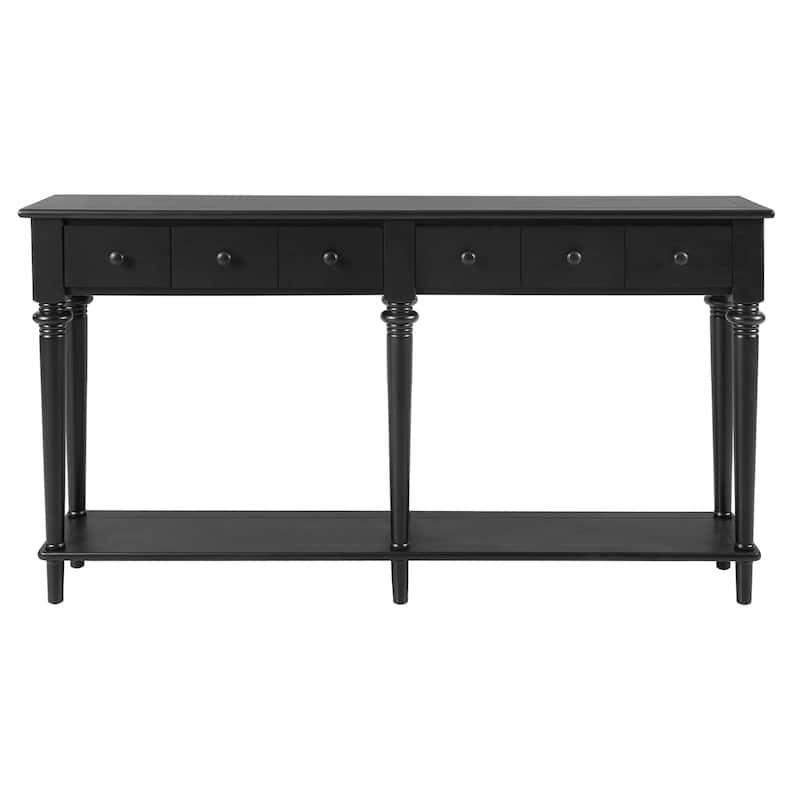 Entryway Table with 4 Drawers and Open Shelf