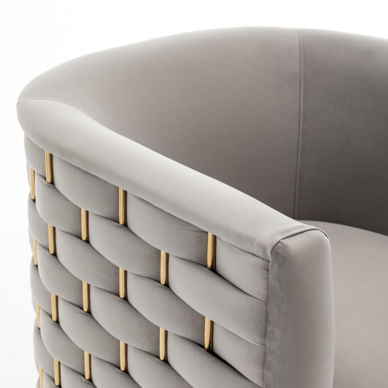 Modern Glam Velvet Upholstered 360 Degree Swivel Barrel Chair