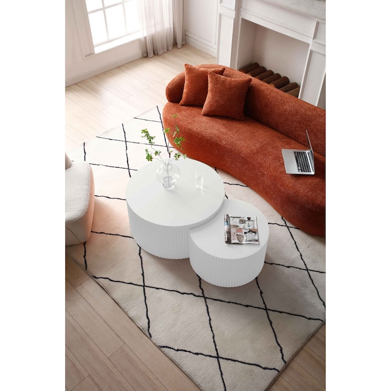 Nesting table set of 2 Round and Half Moon Shapes,No Need Assembly