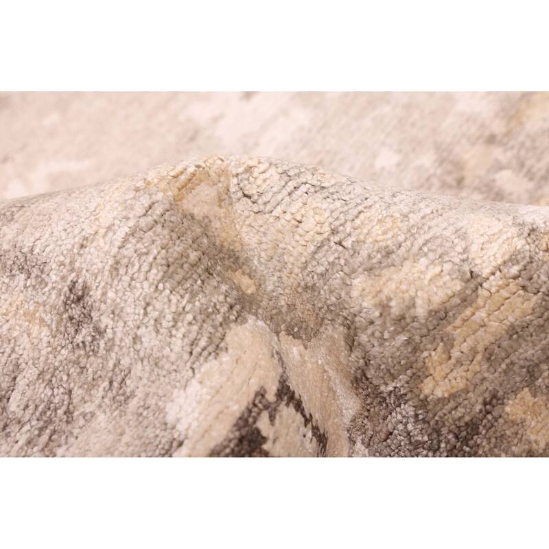 ECARPETGALLERY Hand-knotted Legacy Grey, Light Khaki Silk Rug - 5'8 x 7'9