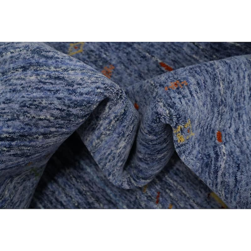 Hand Knotted Oriental 100% Wool Carpet Tribal Animal Pictorial Navy Blue & Blues Gabbeh Area Rug - 9' 10'' X 9' 9''