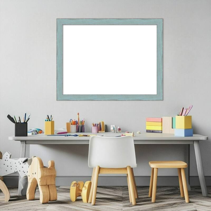 Amanti Art Sky Blue Rustic Framed Dry Erase Magnetic Board