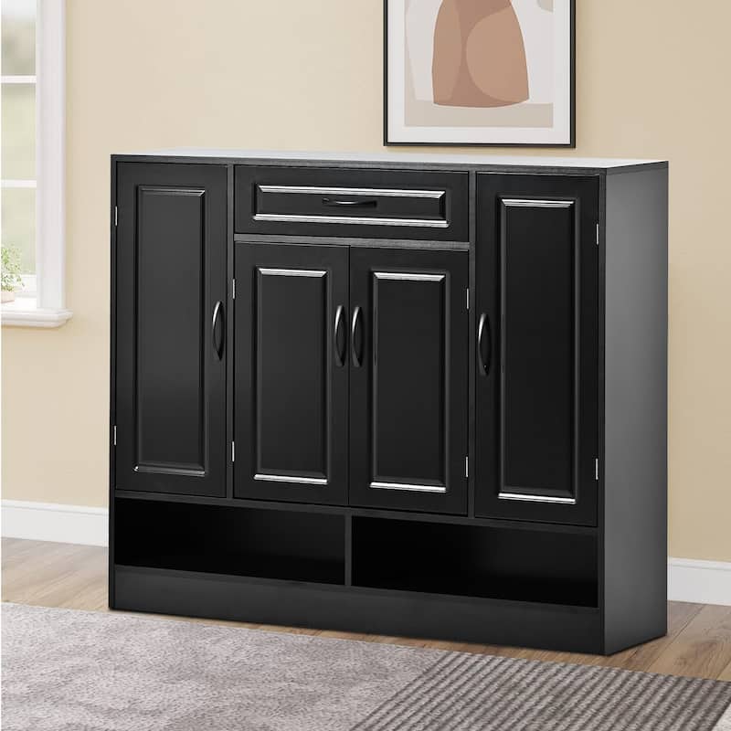 Elegant Minimalist Wooden Shoe Storage Cabinet - Black