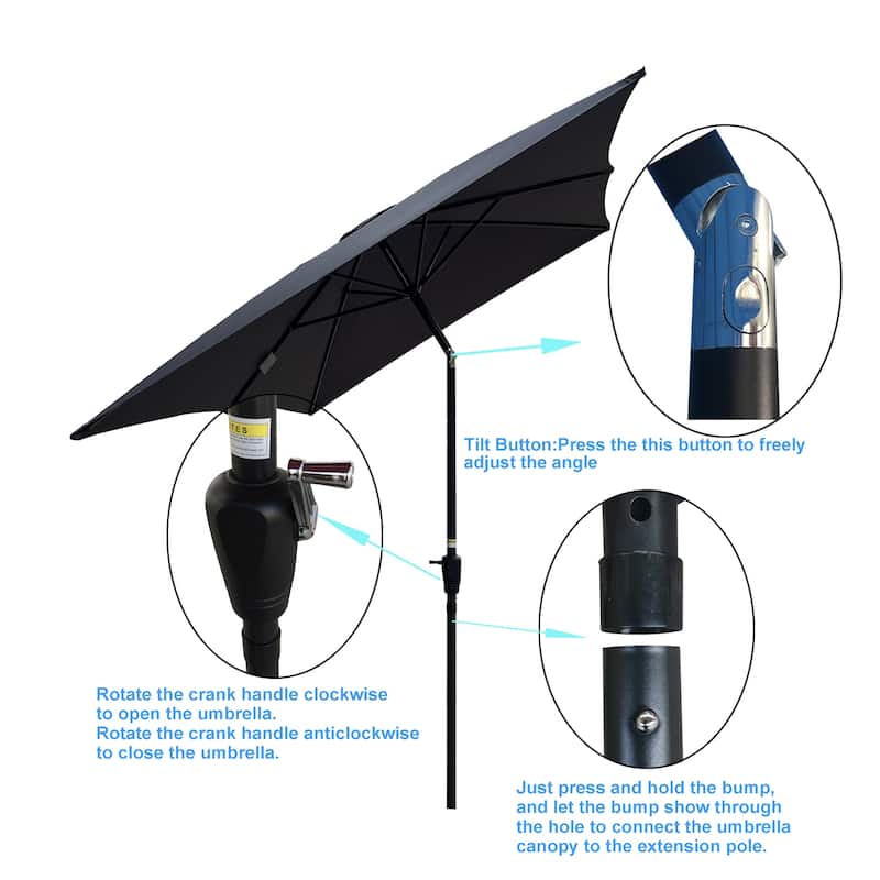 6 x 9 FT Patio Waterproof Umbrella with Crank and Tilt Without Flap