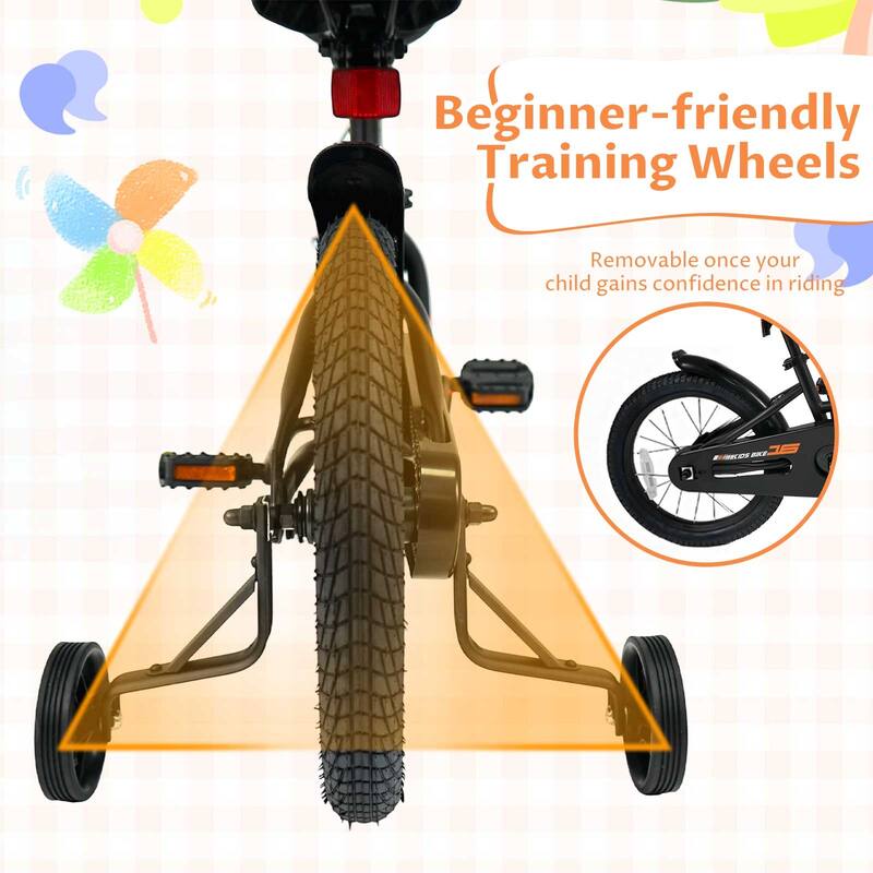 Costway 14" Kids Bike with Removable Training Wheels Adjustable Seat & - See Details