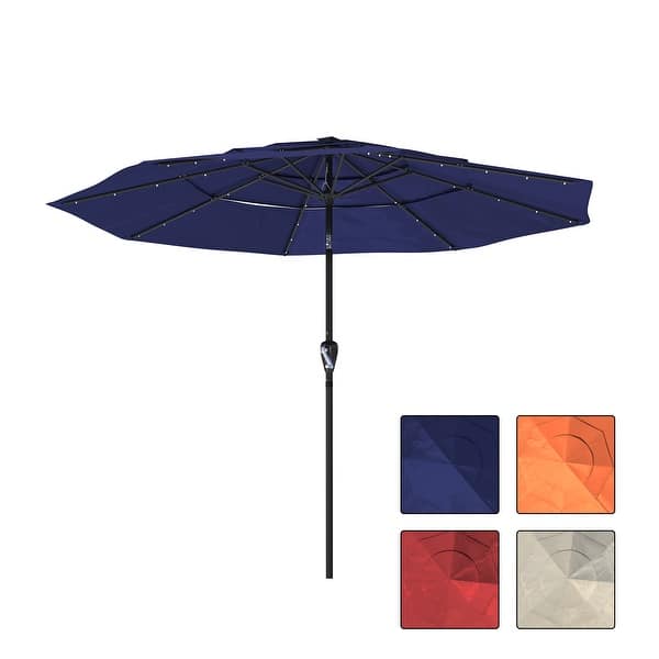 10 ft patio umbrella red 10ft Rotable Patio Umbrella with Cross Base, Crank And Easy Tilt main image 1