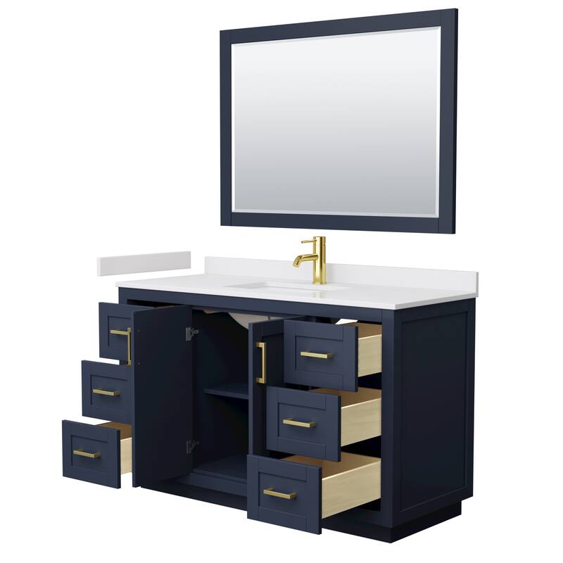 Miranda Single Vanity Set, Cultured Marble Top, 46-Inch Mirror