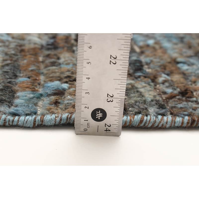 ECARPETGALLERY Hand-knotted Tangier Blue Wool Rug - 3'1 x 7'8