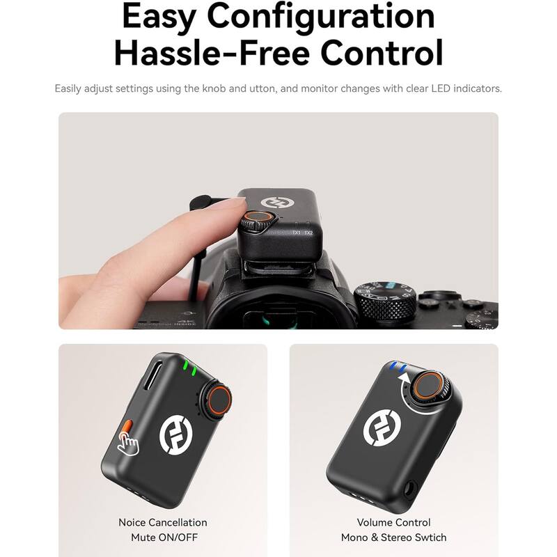 Hollyland LARK M2S Mini Combo 2-Person Wireless Microphone System - Universal Compatibility (2.4 GHz, Space Gray) - Small