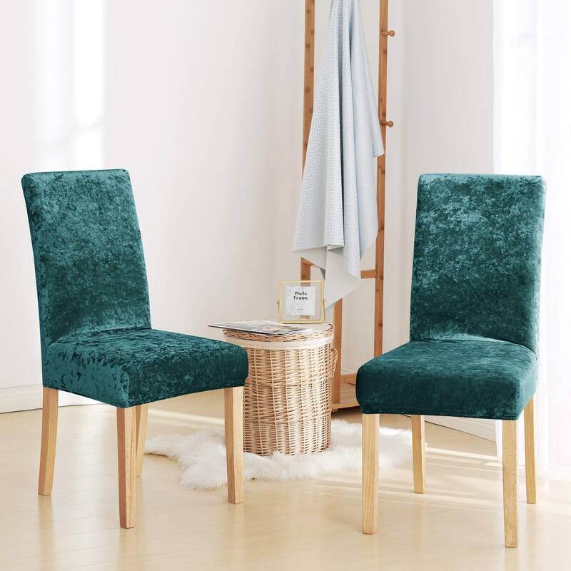 Deconovo Velvet Stretch Polyester Chair Slipcovers Set of 2 - Teal