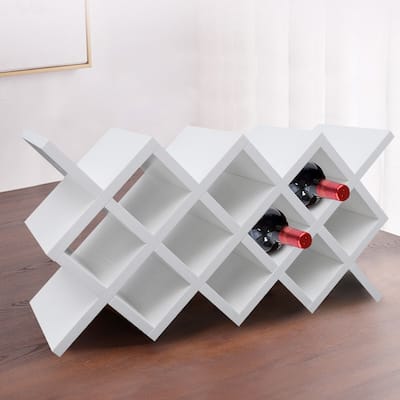 Wine Lattice Rack Countertop Wine Holder Shelf White