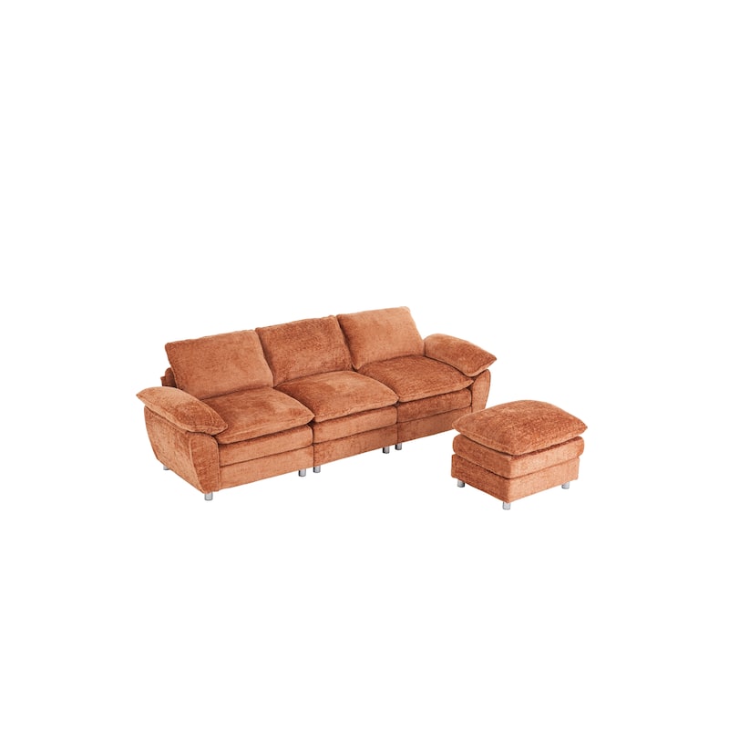 3-Seat Sofa with Ottoman Upholstered Sleeper Loveseat Sofa