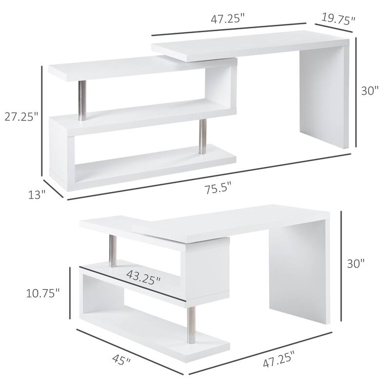 360 Degree Rotating Corner Computer Desk, L Shaped Desk