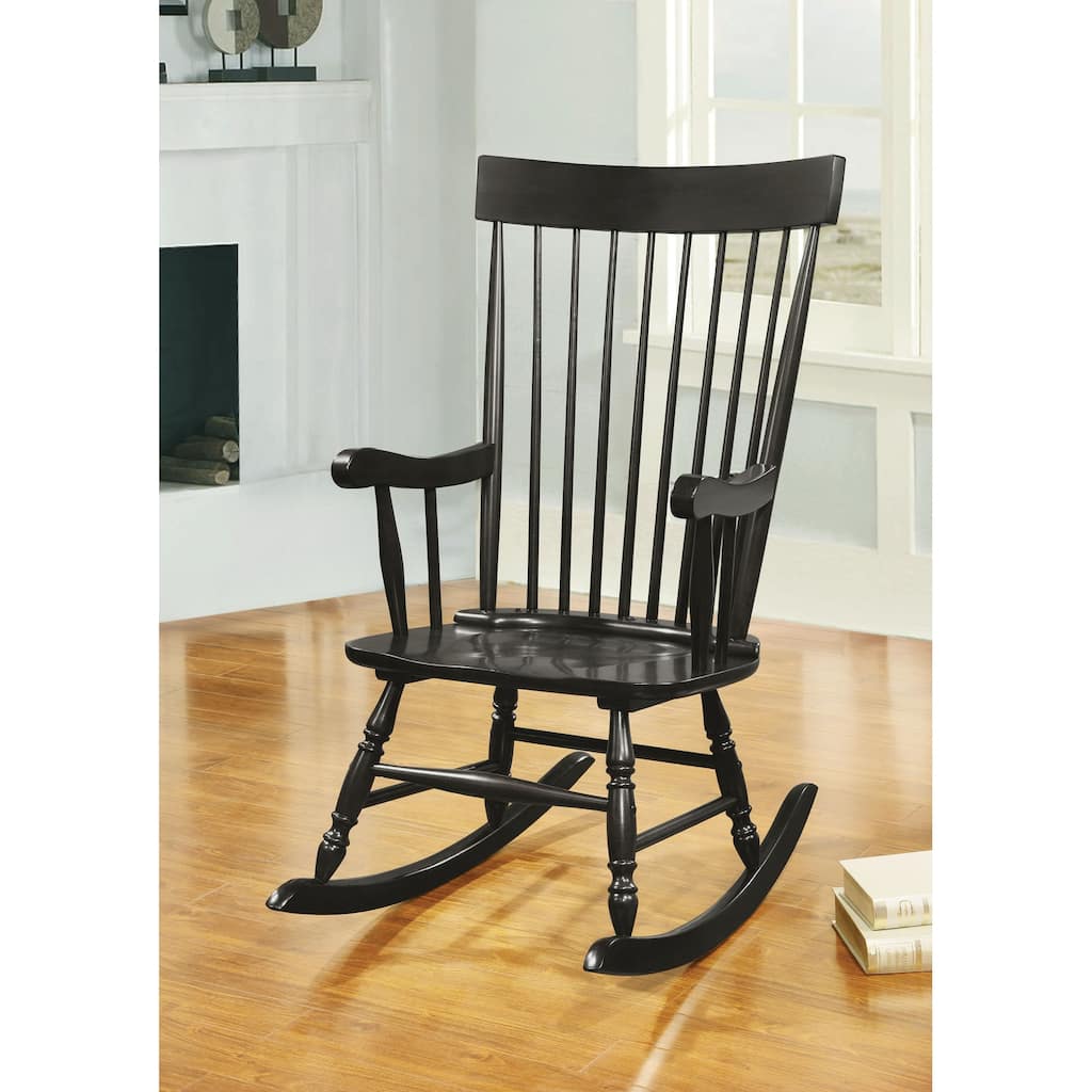 Black Finish Rocking Chair Constructed of solid hardwood,Beautifully designed with wide seat and armrest