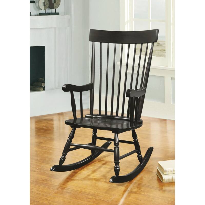 Black Finish Rocking Chair Constructed of solid hardwood,Beautifully designed with wide seat and armrest - Black