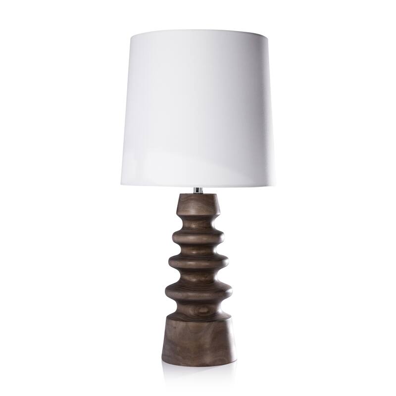 Bora Bora 35" Tabletop Wood Lamp with Linen Shade