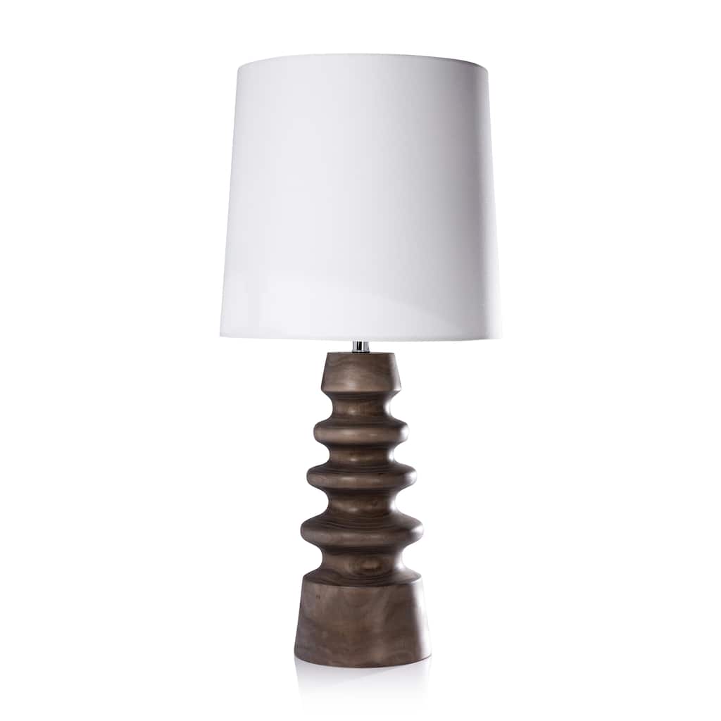 Bora Bora 35" Tabletop Wood Lamp with Linen Shade