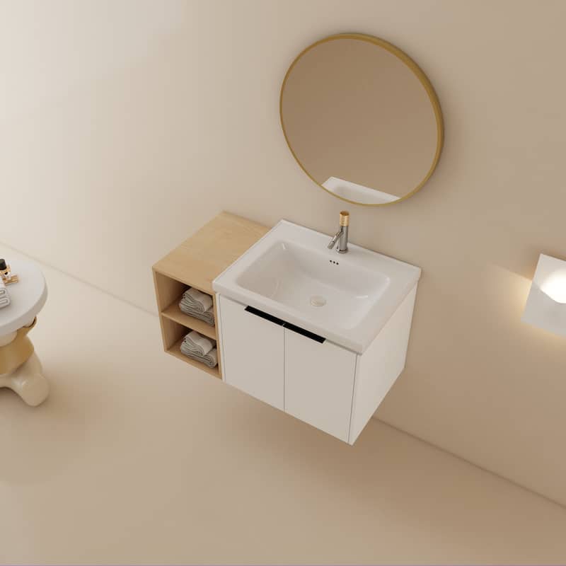 36 Inch Soft Close Doors Bathroom Vanity With Sink, and A Small Storage Shelves