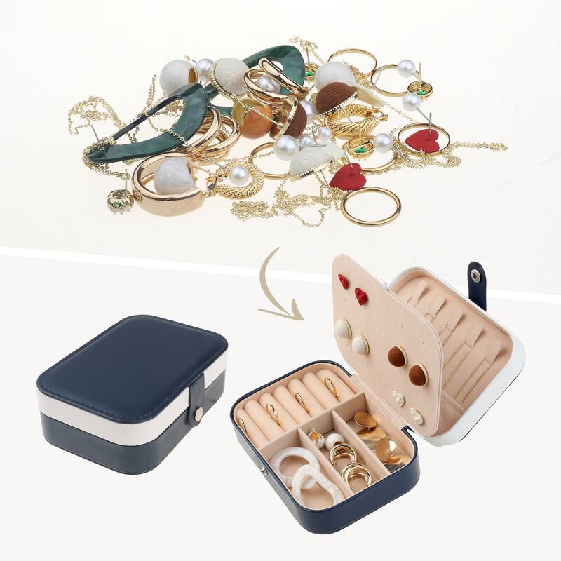 Travel Jewelry Box for Women Gifts, Portable PU Leather Jewelry Organizer Storage Display Holder for Earring Necklace