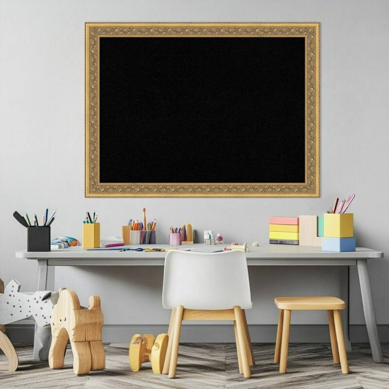 Carter Dark Gold Wood Framed Cork Board - Bulletin Board, Organization Board, Pin Board