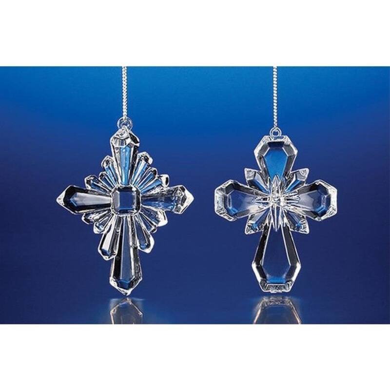Icy Crystal Religious Cross Christmas Ornaments - 2.5" - Club Pack of 12