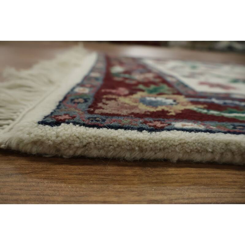 Hand Knotted Oriental 100% Wool Carpet Traditional All-Over Beige & Ivories Kashan Runner Rug - 11' 10'' X 2' 7''