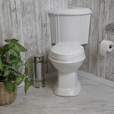 Sheffield White Porcelain Corner Two Piece Toilet with Elongated Bowl, Slow Close Seat and Dual Flush
