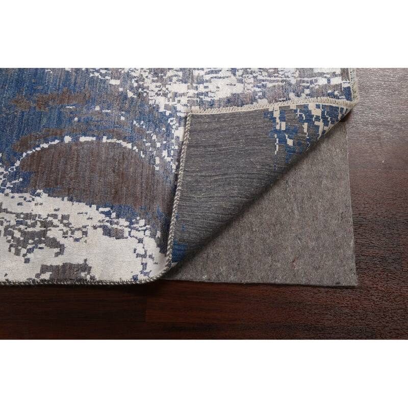 Wool/ Silk Vegetable Dye Modern Abstract Oriental Runner Rug Handmade - 3'0" x 12'3"