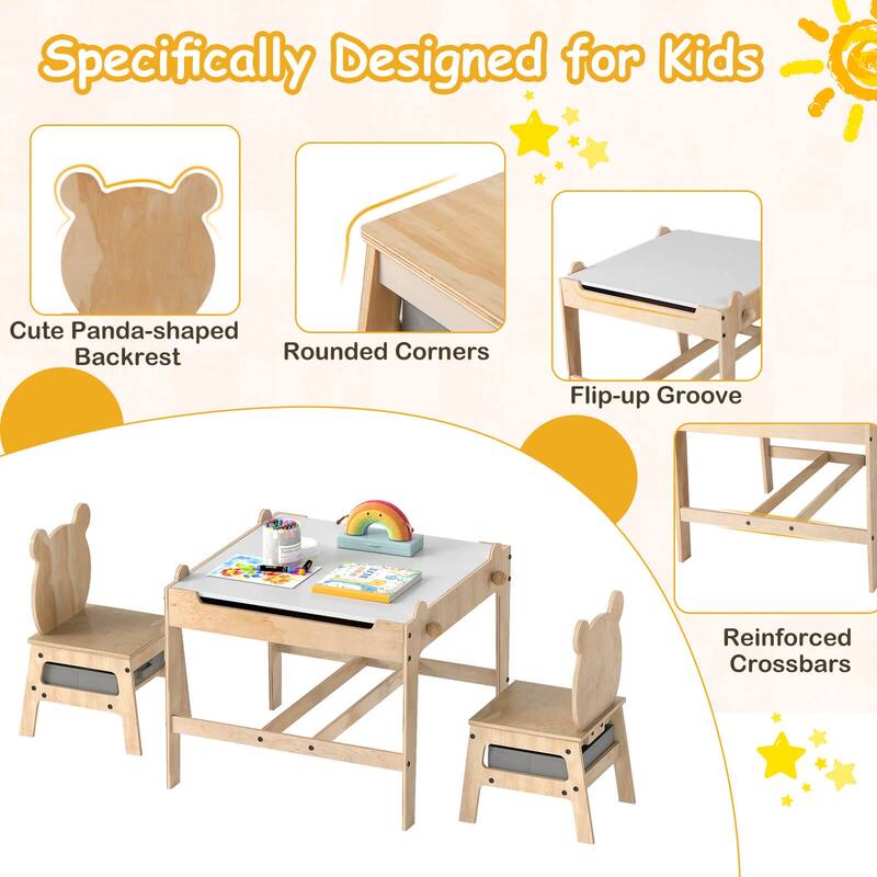 Costway Kids Table and Chairs Set 4 in 1 Children Activity Table with - See Details