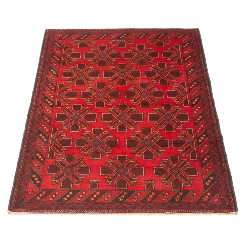 ECARPETGALLERY Hand-knotted Baluch Red Wool Rug - 4'0 x 5'11